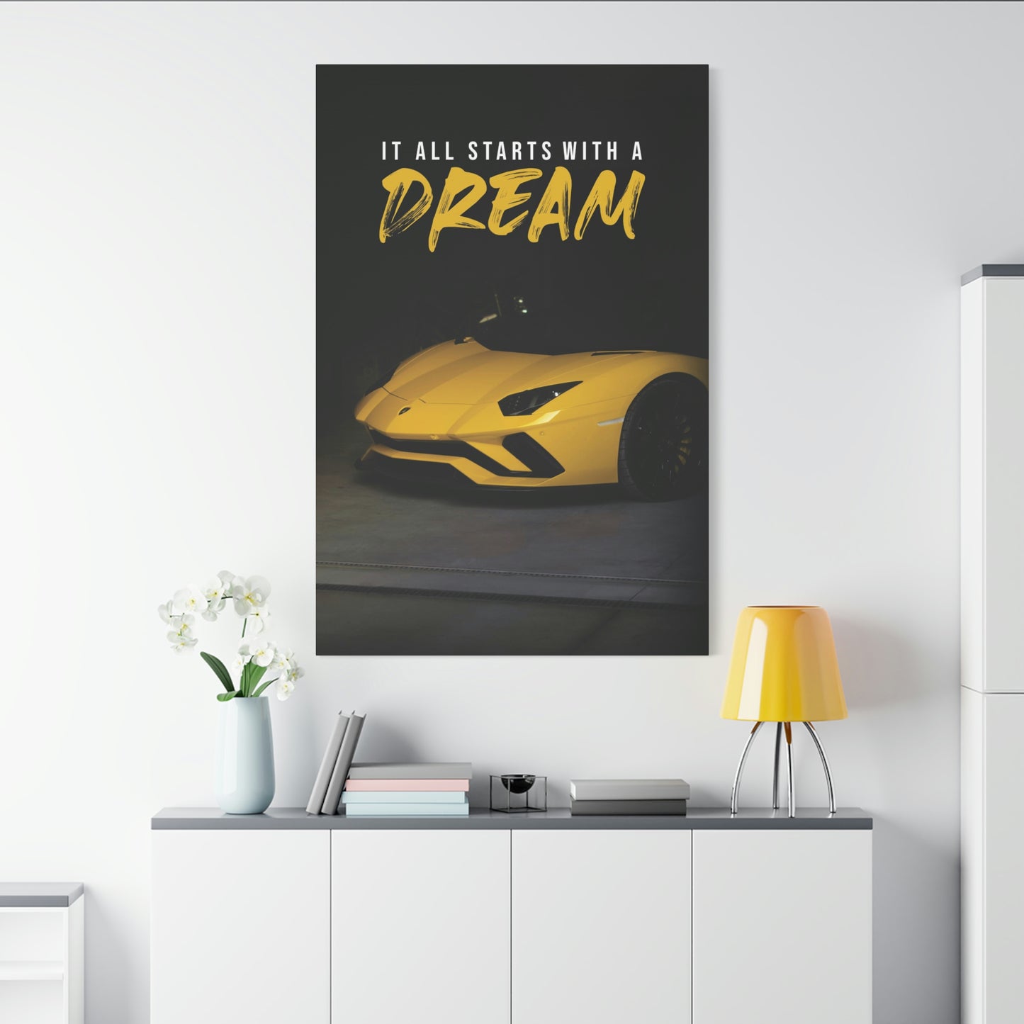 It All Starts With A Dream (Lambo) | Canvas | Hustle House Prints